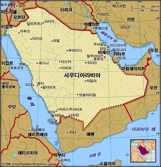 사우디, UAE, 카타르 및 주변 지도  ( 출처 = 티스토리 )